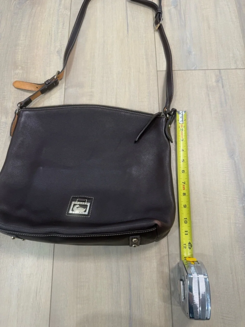 Dooney & Bourke Black Leather Hobo with Tan Strap